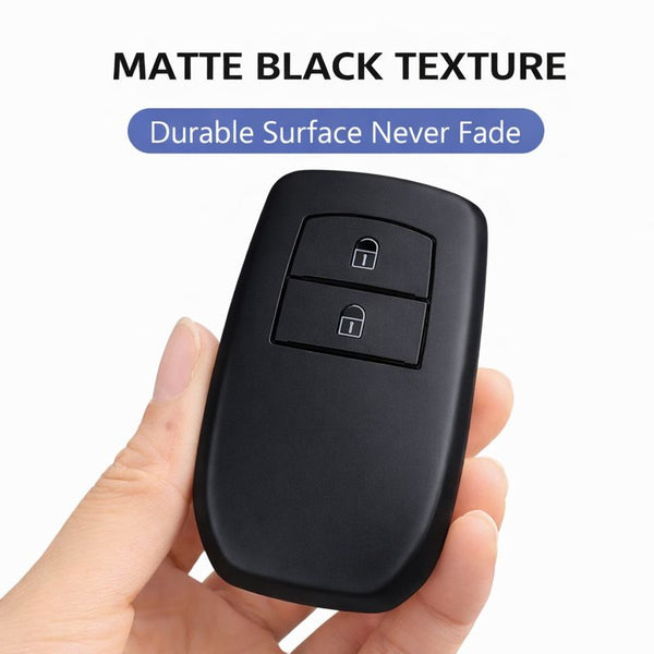 JVCV® Soft TPU Key Cover – Matte Black Pattern – Compatible with Toyota Fortuner, Hilux, Innova Crysta, Fortuner Legender, Innova HyCross & Land Cruiser – 2 Button Smart Key