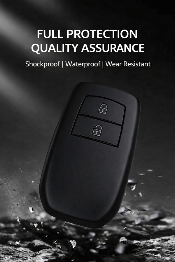 JVCV® Soft TPU Key Cover – Matte Black – Compatible with Toyota Fortuner, Hilux, Innova Crysta, Fortuner Legender, Innova HyCross & Land Cruiser – 2 Button Smart Key