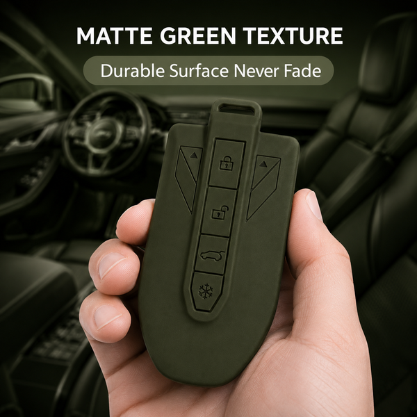 JVCV® Soft TPU Key Cover – Matte Green Pattern – Compatible with Mahindra 7XO, BE6, XEV 9E, XEV 9S & BE 6 Formula E Edition (FE) – 6 Button Smart Key (Copy)