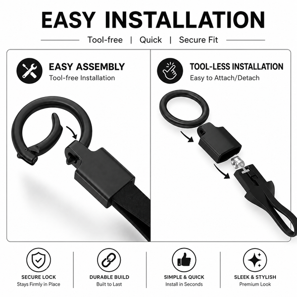 JVCV® Soft TPU Key Cover with Premium Metal Keychain – Matte Black Finish – Compatible with BMW X4, X3, 5 Series, 6 Series, 3 Series & 7 Series 4 Button Smart Key