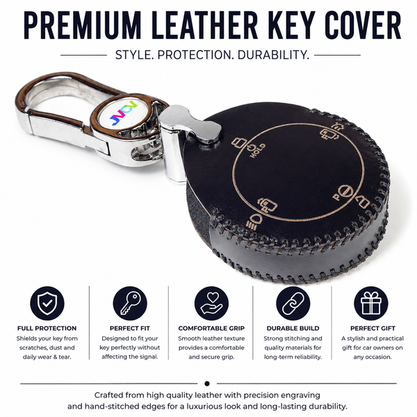 JVCV® Handmade Leather Key Cover Compatible with Tata Harrier EV & Sierra EV Smart Key | Premium Leather Protective Case | Luxury Car Key Cover