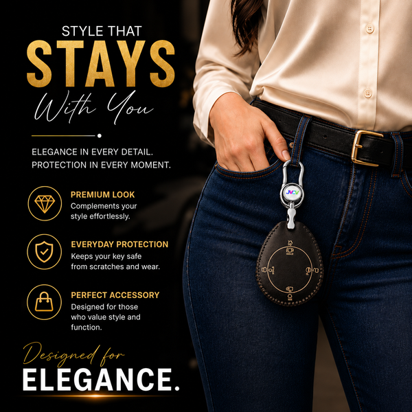 JVCV® Handmade Leather Key Cover Compatible with Tata Harrier EV & Sierra EV Smart Key | Premium Leather Protective Case | Luxury Car Key Cover