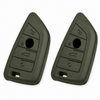 JVCV® Soft TPU Key Cover – Military Green Matte Finish – Compatible with BMW X1, X3, X5, X6, 5 Series, 6 Series & 7 Series – 4 Button Blade Smart Key