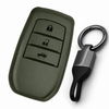 JVCV® Soft TPU Key Cover with Premium Metal Keychain – Military Green Matte Finish – Compatible with Toyota Fortuner, Camry, Hilux, Innova Crysta, Fortuner Legender, Innova HyCross & Land Cruiser – 3 Button Smart Key