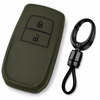 JVCV® Soft TPU Key Cover with Premium Metal Keychain – Military Green Matte Finish – Compatible with Toyota Fortuner, Hilux, Innova Crysta, Fortuner Legender, Innova HyCross & Land Cruiser – 2 Button Smart Key