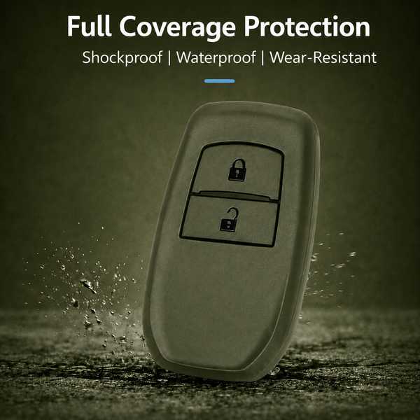 JVCV® Soft TPU Key Cover – Military Green Matte Finish – Compatible with Toyota Fortuner, Hilux, Innova Crysta, Fortuner Legender, Innova HyCross & Land Cruiser – 2 Button Smart Key