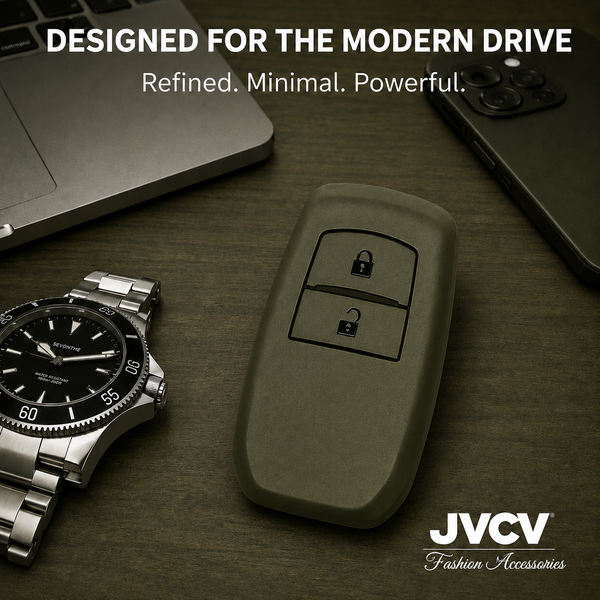 JVCV® Soft TPU Key Cover – Military Green Matte Finish – Compatible with Toyota Fortuner, Hilux, Innova Crysta, Fortuner Legender, Innova HyCross & Land Cruiser – 2 Button Smart Key