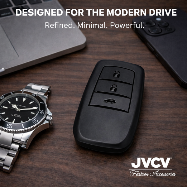 JVCV® Soft TPU Key Cover – Matte Black Pattern – Compatible with Toyota Fortuner, Camry, Hilux, Innova Crysta, Fortuner Legender, Innova HyCross & Land Cruiser – 3 Button Smart Key