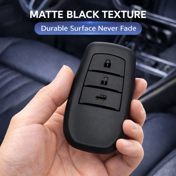 JVCV® Soft TPU Key Cover – Matte Black Pattern – Compatible with Toyota Fortuner, Camry, Hilux, Innova Crysta, Fortuner Legender, Innova HyCross & Land Cruiser – 3 Button Smart Key