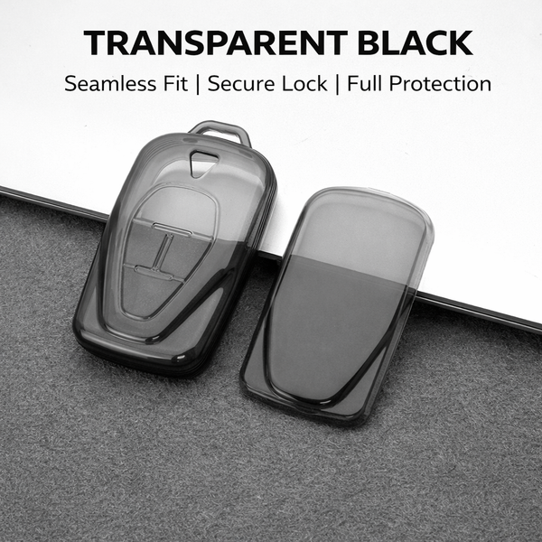 JVCV® Soft TPU Transparent Black Key Cover with Premium Metal Keychain – Compatible with VinFast VF6 & VF7 – 4 Button Smart Key