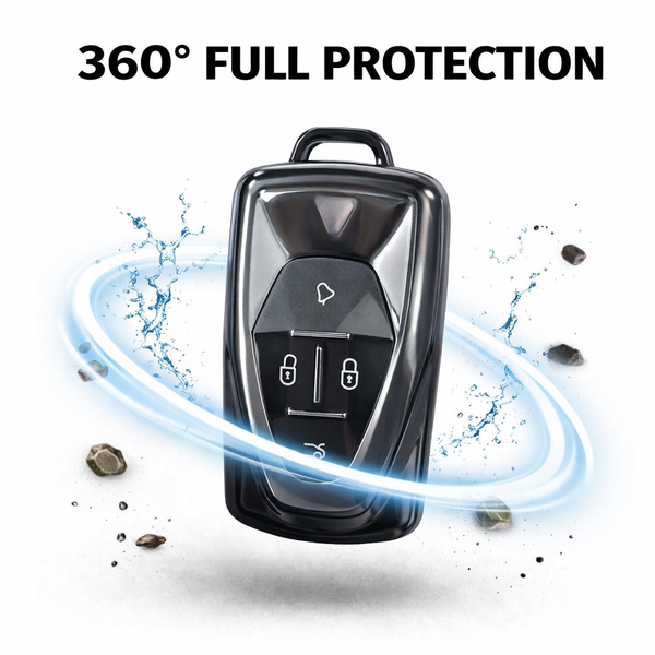 JVCV® Soft TPU Transparent Black Key Cover – Compatible with VinFast VF6 & VF7 – 4 Button Smart Key