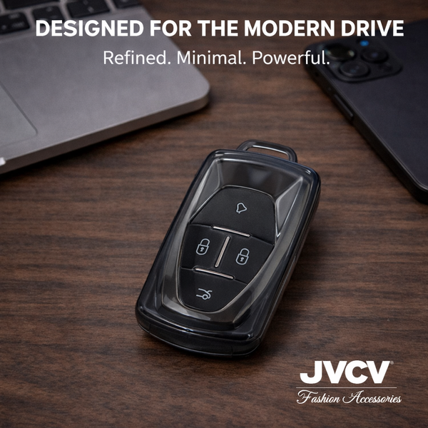 JVCV® Soft TPU Transparent Black Key Cover – Compatible with VinFast VF6 & VF7 – 4 Button Smart Key