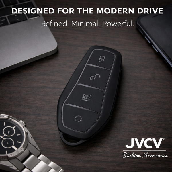 JVCV® Premium Soft TPU Key Cover – Matte Black Finish – Compatible with BYD Atto 3, Seal, Sealion & eMax7 Smart Key