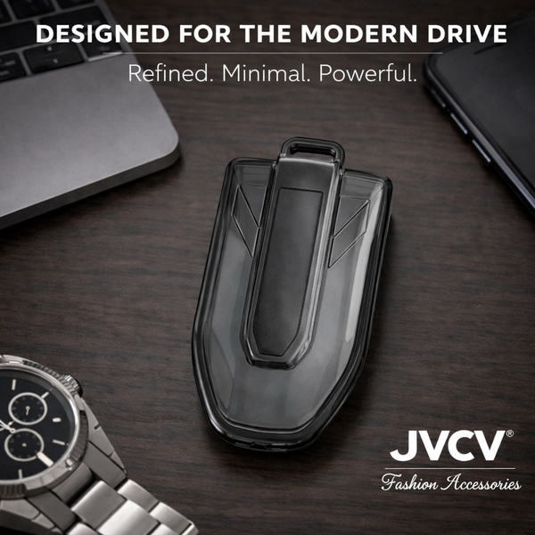 JVCV® Soft TPU Transparent Key Cover – Transparent Black – Compatible with Mahindra 7XO, BE6, XEV 9E, XEV 9S, BE 6 Formula E Edition FE – 6 Button Smart Key