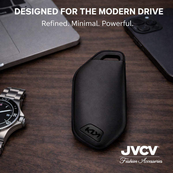 JVCV® Soft TPU Key Cover – Matte Black Pattern – Compatible with Kia Seltos 2026, Syros, EV6 & EV9 – 4 Button Smart Key