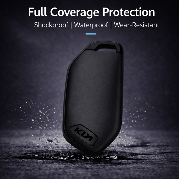 JVCV® Soft TPU Key Cover – Matte Black Pattern – Compatible with Kia Seltos 2026, Syros, EV6 & EV9 – 4 Button Smart Key