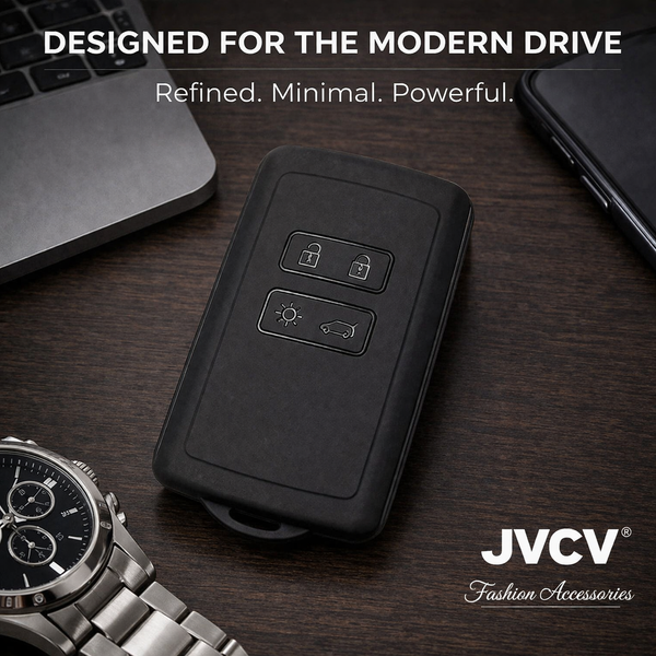 JVCV® Soft TPU Key Cover – Matte Black Pattern – Compatible with Renault Duster, Kiger & Triber Smart Key