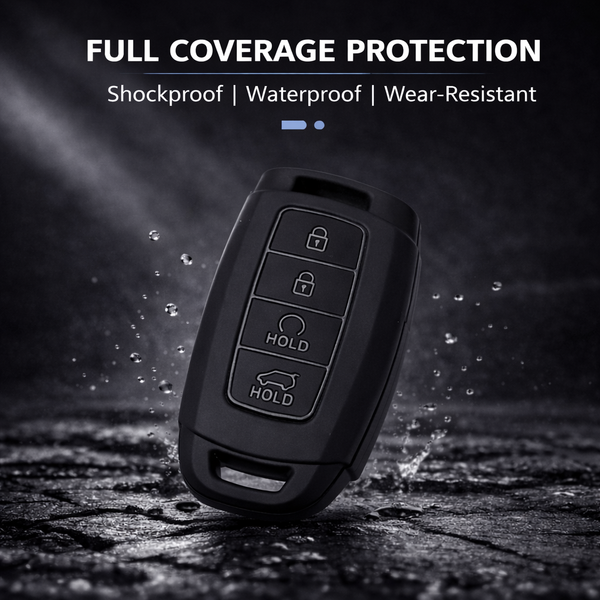 JVCV® Soft TPU Matte Black Key Cover – Compatible with Hyundai Verna & i20 N Line – 4 Button Smart Key