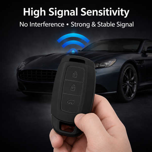 JVCV® Soft TPU Matte Black Key Cover with Premium Metal Keychain – Compatible with Hyundai Verna – 3 Button Smart Key