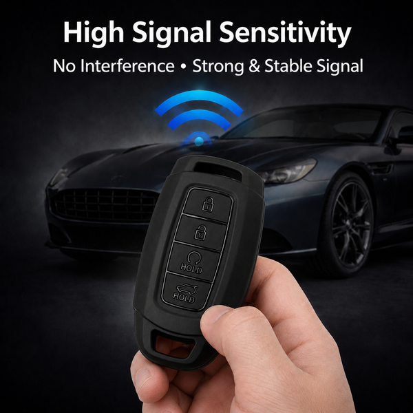 JVCV® Soft TPU Matte Black Key Cover with Premium Metal Keychain – Compatible with Hyundai Verna & i20 N Line – 4 Button Smart Key