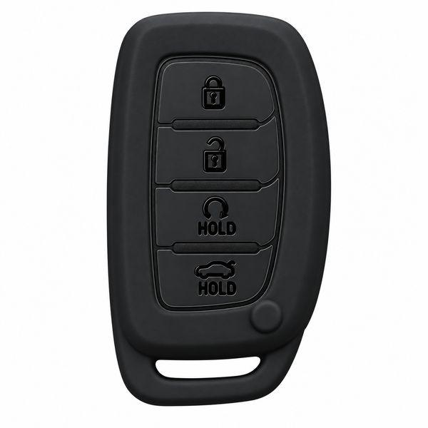JVCV® Soft TPU Key Cover Compatible with Hyundai Alcazar & Creta 4 Button Smart Key | Scratch-Resistant Protective Case | Slim Fit Shockproof Car Key Cover (Matte Black)