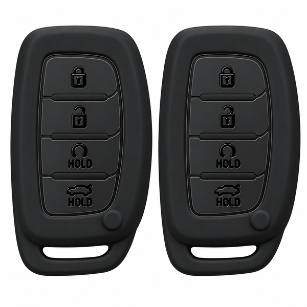 JVCV® Soft TPU Key Cover Compatible with Hyundai Alcazar & Creta 4 Button Smart Key | Scratch-Resistant Protective Case | Slim Fit Shockproof Car Key Cover (Matte Black)