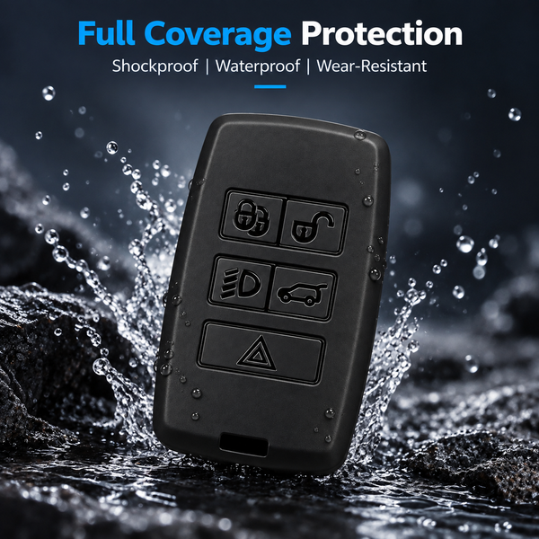 JVCV® Soft TPU Key Cover – Matte Black Finish – Compatible with Land Rover Range Rover, Discovery & Defender Smart Key