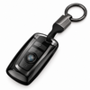 JVCV® Soft TPU Transparent Key Cover with Premium Metal Keychain – Transparent Black Finish – Compatible with BMW X4, X3, 5 Series, 6 Series, 3 Series & 7 Series 4 Button Smart Key