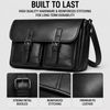 JVCV® Premium Men's Leather Messenger Bag | Luxury Crossbody Shoulder Bag with Dual Front Pockets & Buckle Closures | Office, Work, Travel & Everyday Carry