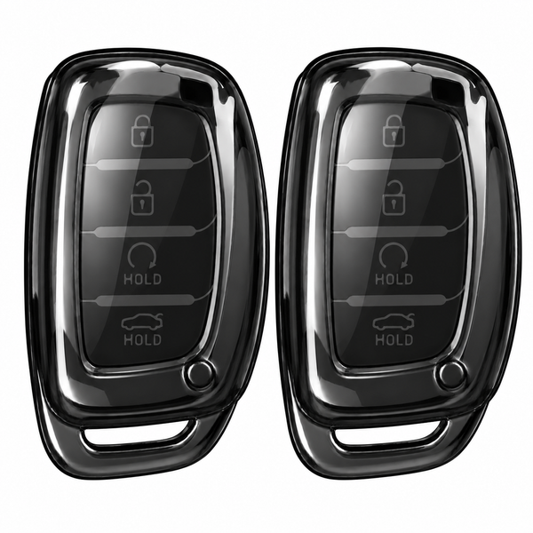 JVCV® Soft TPU Transparent Cover – Premium 3 & 4 Button Smart Key Protection Compatible with Hyundai Models (Transparent Black)