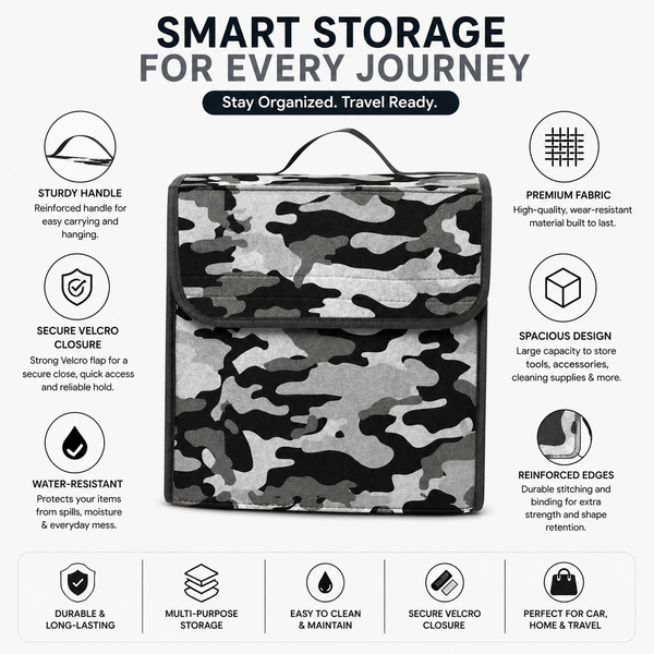 JVCV® Car Trunk Boot Organizer with Camouflage Pattern – Anti-Slip Multipurpose Storage Box for Cars, SUVs, Sedans, Trucks & Minivans