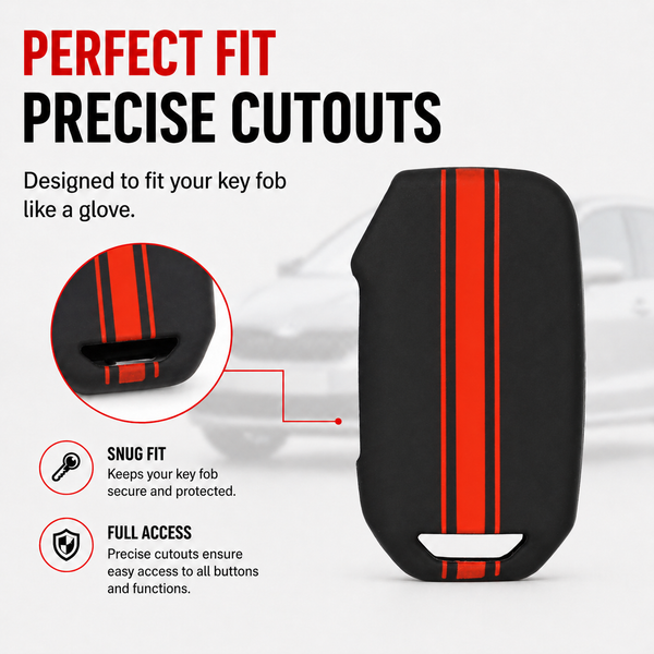 JVCV® Car Key Cover Compatible with Kia Seltos Facelift HTX and Carens X 4 Button Smart Key - Rally Stripe
