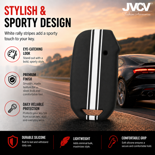 JVCV® Car Key Cover Compatible with Kia Seltos Facelift HTX and Carens X 4 Button Smart Key - Rally Stripe