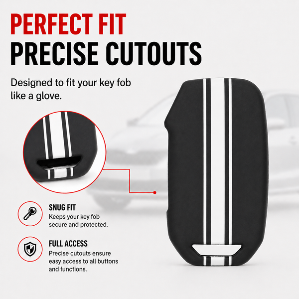 JVCV® Car Key Cover Compatible with Kia Seltos Facelift HTX and Carens X 4 Button Smart Key - Rally Stripe