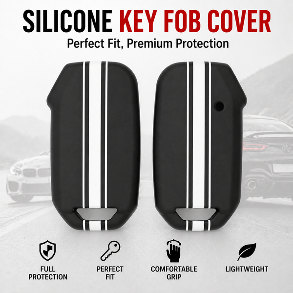 JVCV® Car Key Cover Compatible with Kia Seltos Facelift HTX and Carens X 4 Button Smart Key - Rally Stripe