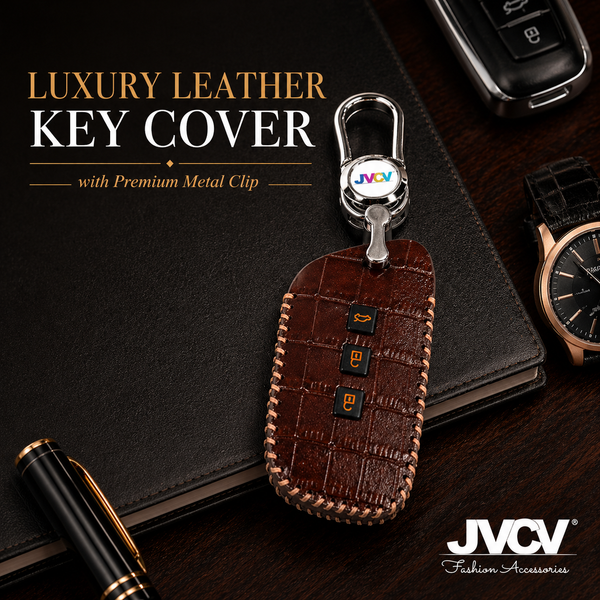 JVCV® Handmade Leather Crocodile Pattern Key Cover – Compatible with New MG Hector, Hector Plus, Windsor & Windsor Pro EV Smart Key
