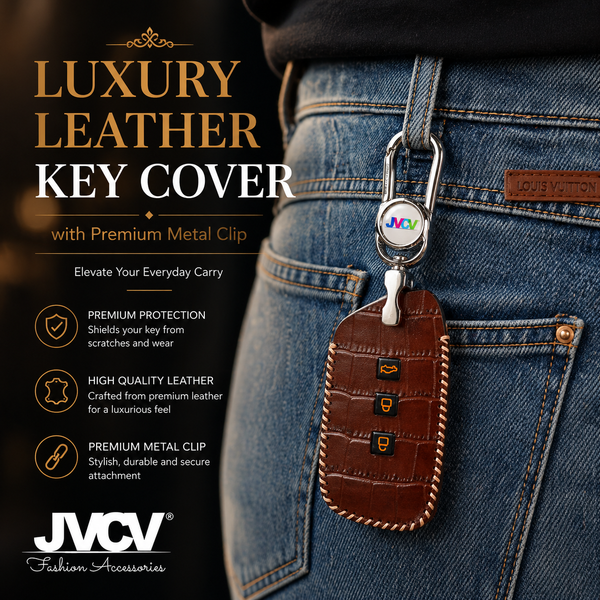 JVCV® Handmade Leather Crocodile Pattern Key Cover – Compatible with New MG Hector, Hector Plus, Windsor & Windsor Pro EV Smart Key