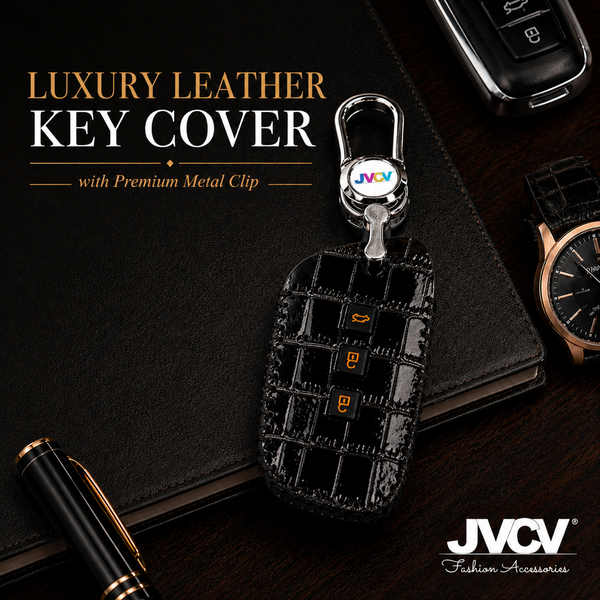 JVCV® Handmade Leather Crocodile Pattern Key Cover – Compatible with New MG Hector, Hector Plus, Windsor & Windsor Pro EV Smart Key