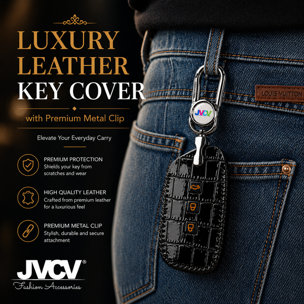 JVCV® Handmade Leather Crocodile Pattern Key Cover – Compatible with New MG Hector, Hector Plus, Windsor & Windsor Pro EV Smart Key