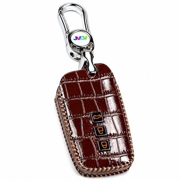 JVCV® Handmade Leather Crocodile Pattern Key Cover – Compatible with Toyota Fortuner, Hilux, Innova Crysta, Fortuner Legender, Innova HyCross, Land Cruiser – 2B/3B Smart Key