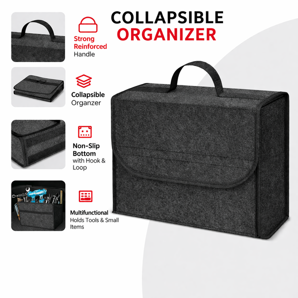 JVCV® Anti-Slip Car Trunk Boot Organizer (Small) – Foldable Storage Box for Cars, SUVs, Sedans & Trucks