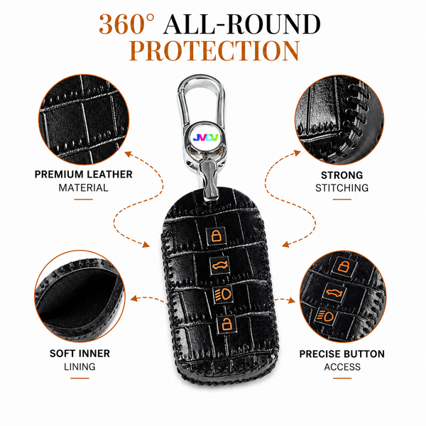JVCV® Handmade Leather Crocodile Pattern Key Cover – Compatible with Tata Sierra, Curvv & Curvv EV Smart Key