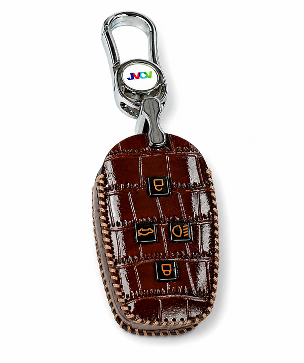 JVCV® Handmade Leather Crocodile Pattern Key Cover – Compatible with Tata Nexon, Harrier, Safari, Punch, Altroz & More – 4 Button Smart Key