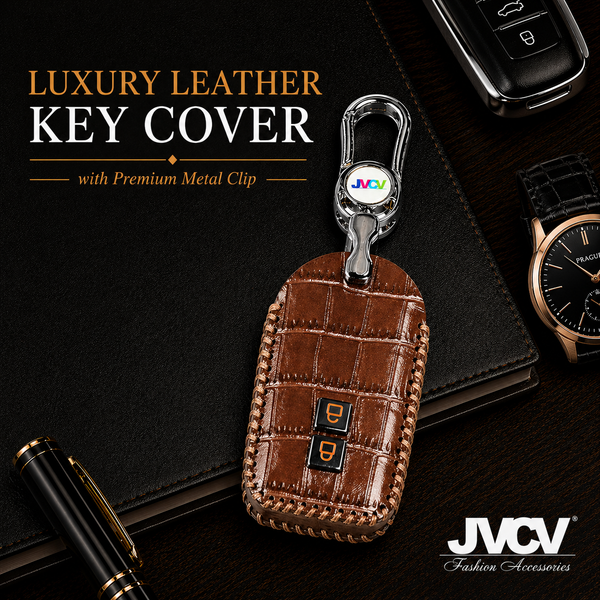 JVCV® Handmade Leather Crocodile Pattern Key Cover – Compatible with Suzuki Jimny, Fronx, Grand Vitara, Baleno, XL6, Swift, Ertiga, Dzire & Toyota Rumion, Urban Cruiser, Glanza, Hyryder – Smart Key