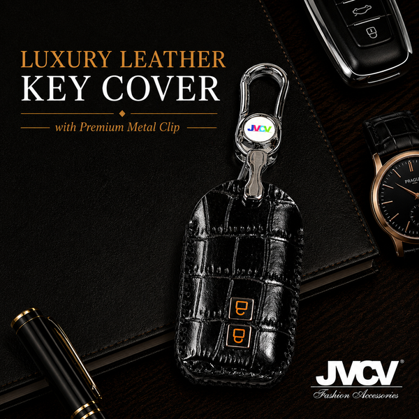 JVCV® Handmade Leather Crocodile Pattern Key Cover – Compatible with Suzuki Jimny, Fronx, Grand Vitara, Baleno, XL6, Swift, Ertiga, Dzire & Toyota Rumion, Urban Cruiser, Glanza, Hyryder – Smart Key