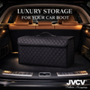 JVCV® PU Leather Car Trunk Boot Organizer with Lid — Anti‑Slip, Foldable & Waterproof