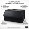 JVCV® Stylish Embossed PU Leather Car Trunk Organizer – Foldable Multipurpose Car Boot Storage Box with Handle