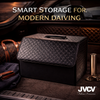 JVCV® Stylish Embossed PU Leather Car Trunk Organizer – Foldable Multipurpose Car Boot Storage Box with Handle