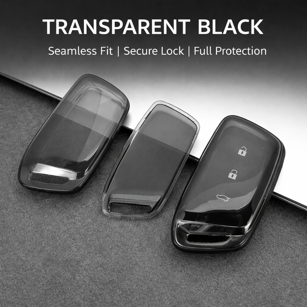 JVCV® Soft TPU Transparent Cover – MG Hector, Hector Plus & Windsor EV Smart Key (Transparent Black)
