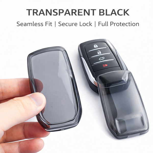 Transparent TPU Car Key Cover with Premium Keychain for Toyota Car's - Fortuner, Hilux, Innova Crysta, Fortuner Legender, Innova HyCross & Land Cruiser